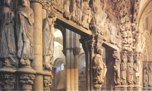 Pórtico de la gloria de la Catedral de Santiago que se cita en la novela